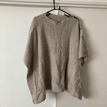 자유구 베이지 케이블 짜임 판초