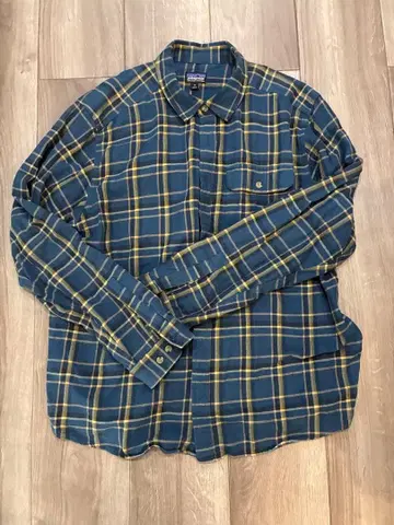 파타고니아 플란넬 셔츠 블루 파랑 옐로우 컬러 네이비 XL