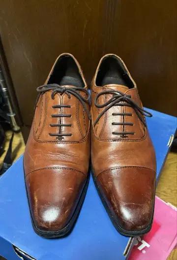 새상품급 남성용 가죽 신발 브라운 MARIO VALENTIN 24.5cm