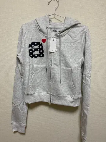 Aeae 그레이 프론트 지퍼 크롭 후드티