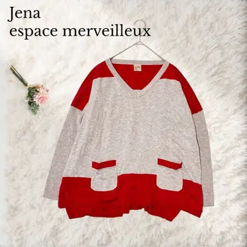 Jena espace merveilleux 레드 바이컬러 니트 루즈핏