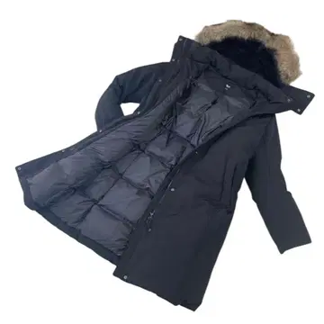 유니클로 울트라 웜 하이브리드 다운 롱 코트 L 네이비