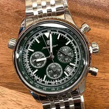 POEDAGAR 크로노그래프 그린 날짜 표시 포함