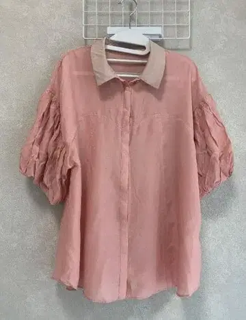 핑크 벌룬 슬리브 셔츠