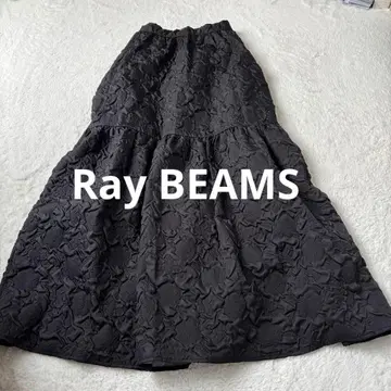 새상품 Ray BEAMS 자카드 개더 스커트 블랙 포코포코