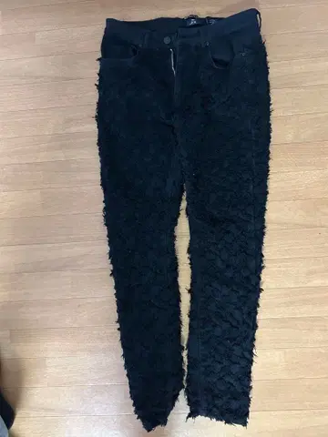 WAIMEA 블랙 프린지 스키니 데님