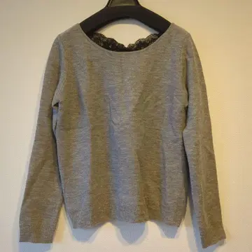 그레이 레이스 긴팔 니트