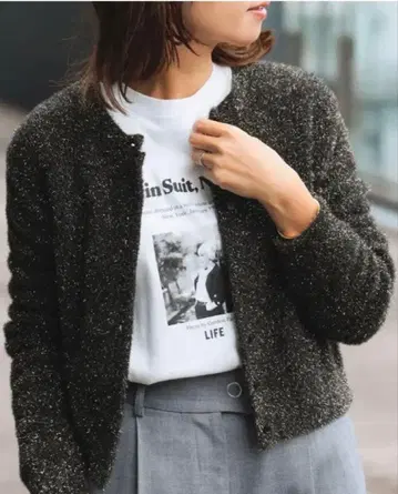 B:MING by BEAMS 라메 니트 가디건