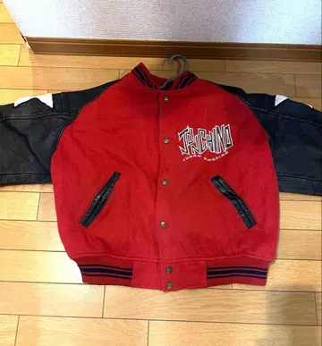 바시티 자켓 가죽 빨간색 m 아우터 구제 의류 Junko Koshino