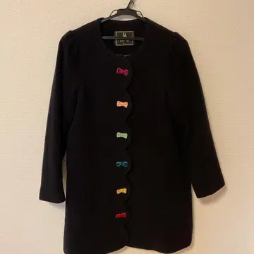 [컨디션 최상] 프랑슈리페 모쿠모쿠 리본 코트 네이비