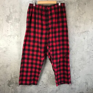 B585 구제 의류 체크 팬츠 파자마 팬츠 빨간색 블랙 90s Y2K