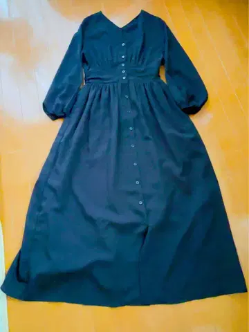 슬로브 이에나 긴팔 롱 원피스 셔츠 원피스 블랙