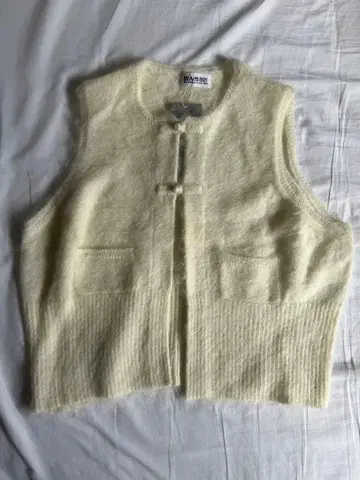 BEAMS BOY 니트 베스트 화이트 크림