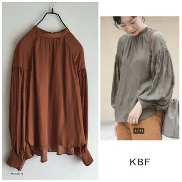 어반 리서치 KBF [세탁 가능] 드레이프감 개더 볼륨 소매 블라우스