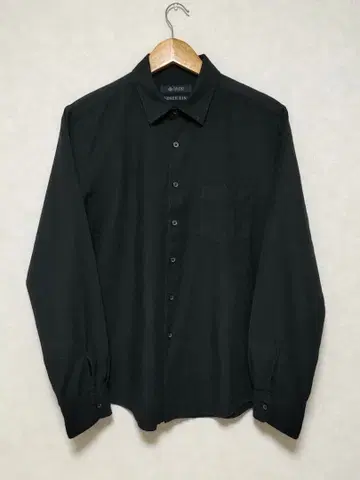 NANO UNIVERSE 긴팔 프렌치 린넨 레귤러 카라 셔츠 L 블랙