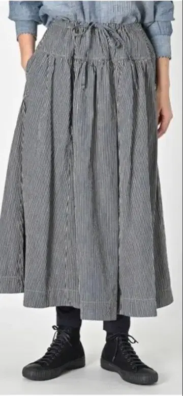 45R/45rpm 맥 데님 인디고 히코리 스커트 23AW