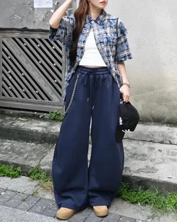 L2111 S 사이즈 (네이비) 지저인ONLINE 벌룬 스웨트 팬츠