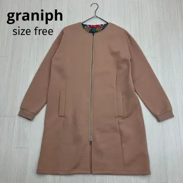 graniph 그라니프 더블 지퍼 노카라 롱 자켓 코트