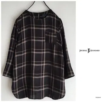 저널 스탠다드 울 혼방 체크 블라우스