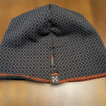 패턴 니트 모자 M/L 블랙/오렌지