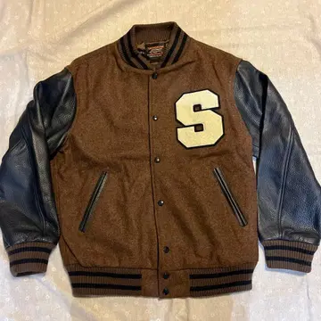 레어템 SKOOKUM 바시티 자켓 L 사이즈 브라운 네이비