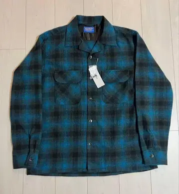 새상품 FJ 감수 옴브레 보드 셔츠 백넘버 펜들턴 파랑