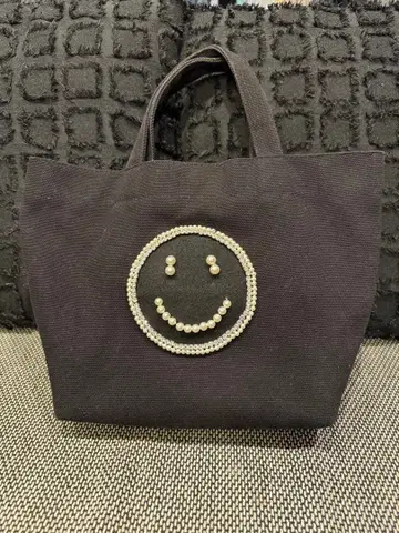 ECODECO 스마일 모티브 토트백 블랙