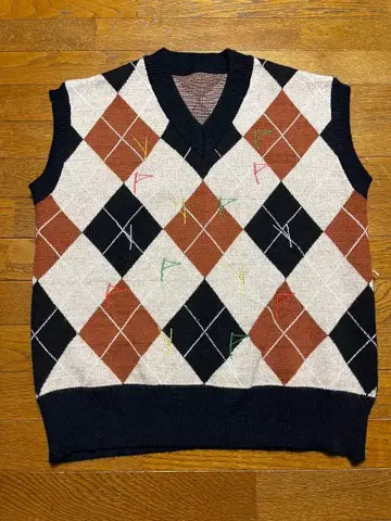 구제 의류 아가일 오버 사이즈 니트 베스트