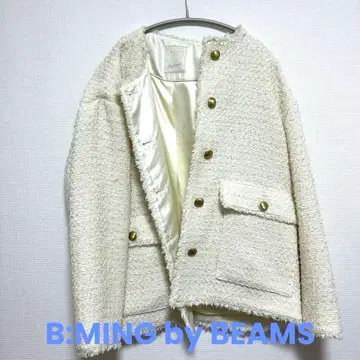 새상품급 B:MING by BEAMS 트위드 노카라 자켓