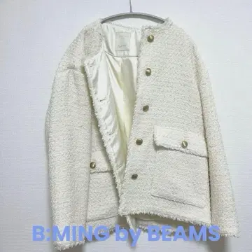 새상품급 B:MING by BEAMS 트위드 노카라 자켓