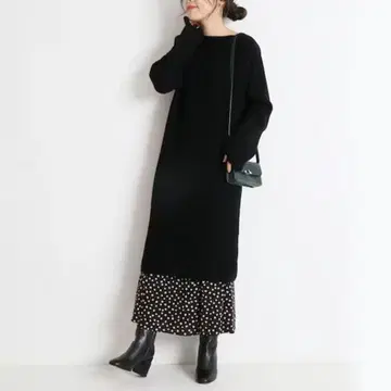 스픽 앤 스팬 홀 가먼트 아제 원피스 니트 원피스 블랙