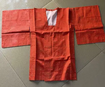 시침질된 린넨 격자무늬 오렌지 컬러 겉옷 미사용 보관품 일본 의류 코트