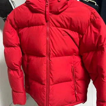 Lacoste 후드 부착 빨간색 다운 자켓