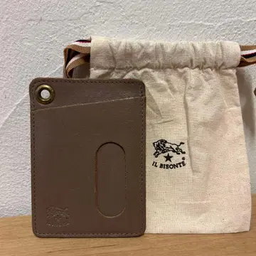 일비종떼 패스 케이스 카드 케이스 IL BISONTE 그레이 베이지