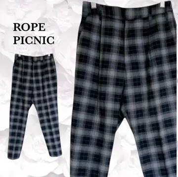 [ 로페피크닉 ] 체크 팬츠 [ M ] 그레이 블랙 캐주얼 레이온