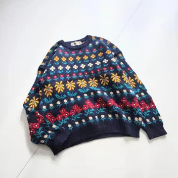영국제 꽃무늬 빈티지 니트 울 SV10
