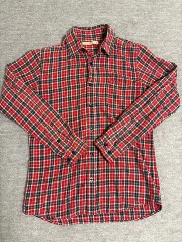 오렌지와 네이비 체크 무늬 플란넬 셔츠 글로벌 워크