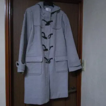 그레이 더플 코트 후드 부착