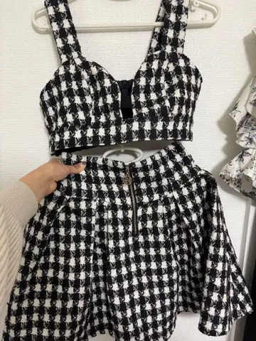 REDYAZEL 체크 무늬 스커트 셋업