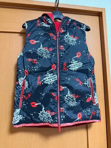 댄스 위드 드래곤 여성용 립 프린트 후드 부착 베스트