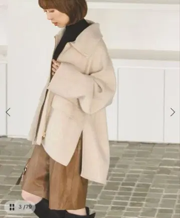 NOBLE 카멜 믹스 리버 지퍼 코트