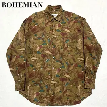 이탈리아제 올 패턴 셔츠 BOHEMIAN 애니멀 무늬 새 카모 ML 정도