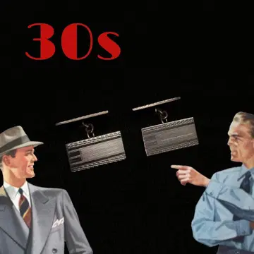 빈티지 커프스 넥타이 전전 수트 아르데코 레트로 실버 톤