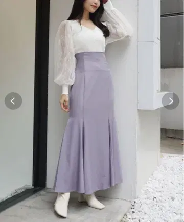 -MERCURYDUO- 허리 리브 절개 머메이드 스커트