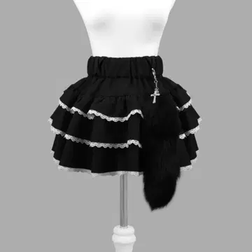 DimMoire 참 포함 프릴 미니 스커트 Black