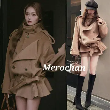 다리치 드롭 숄더 자켓 코트 카멜