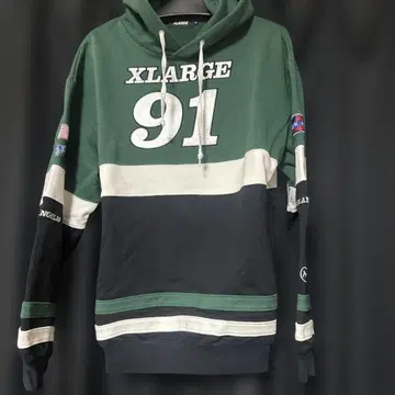 XLARGE 91 후드티 그린/블랙/화이트