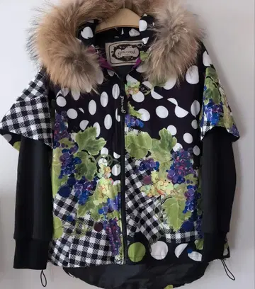 grurond 꽃무늬 도트 소매 절개 자켓 미사용