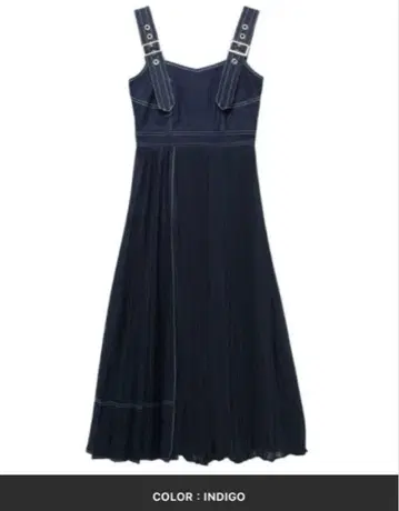 eimy istoire 비대칭 시어 플리츠 데님 원피스 S사이즈