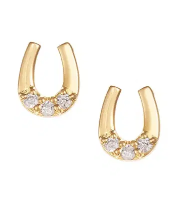 말굽형 골드 다이아몬드 사이드 스터드 귀걸이 0.3g